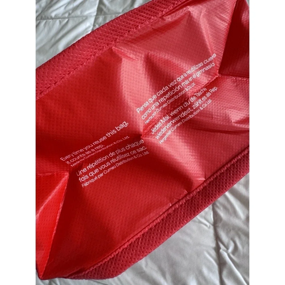 Lululemon 2025 Small Red and White Repeat Logo Reusable Shopping Bag New